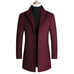 남성 양모 혼합 코트 가을 겨울 단색 고품질 재킷 고급스러운 브랜드 의류
