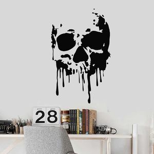 Gotisk skräckstil Väggdekal Death Ghost Art Skull Bone Teens Bedroom Haunted House Party Inredning Vinyl Klistermärken Q316
