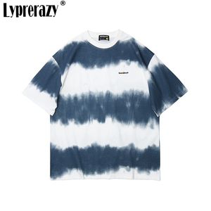 Streetwear de hip-hop camisetas Homens Tie-Dye O-pescoço Harajuku Masculino Tops Unisex Loose Casual Camisetas