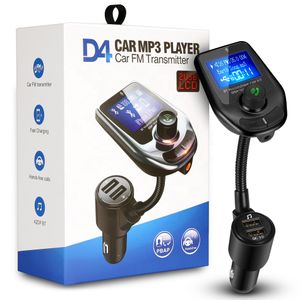 D4 D5 Wireless Bluetooth Charger car MP3 Player Radio Transmitter Audio Adapter QC3.0 Car FM Speaker Fast USB AUX LCD Display