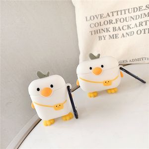 Custodia in silicone cartone animato per Apple Airpodi PRO 1/2/3 Wireless Bluetooth Cases Cute Duck Protector Protector Cover Pacchetto protettivo Anti-Drop con gancio DHL