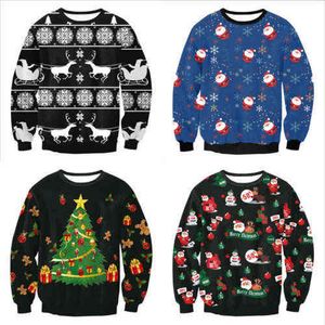 Natal feio Papai Noel impresso suéter solto unisex homens mulheres pulôver outono inverno tops xmas roupas m l xl y1118