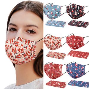 Christmas Adulto Face Máscara Papai Noel Máscaras Descartáveis ​​Colorido 3 Camadas Confortável Anti-Poeira Homem de Proteção Mulher Não-tecido FaceMask