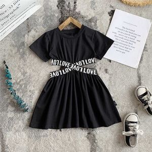 Fashion Girls Dress Kid Causal Outfits Classic Party Birthday Holiday for 1-7 Ys Toddler Black Clothes Q0716