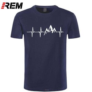 REM Mountain Heartbeat t-shirt moda engraçado aniversário 100% algodão mangas curtas camisetas Causal O-pescoço tops Tees Hip Hop 210629