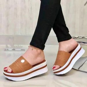 Dihope Pantofole con zeppa estiva Piattaforma Tacchi alti Pantofola da donna Scarpe esterne Sandali infradito con zeppa basic