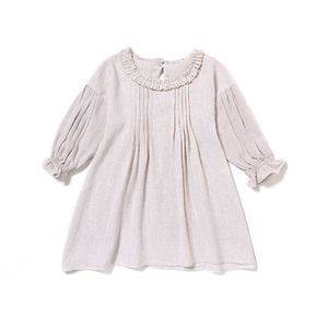 Korean Girls Casual Cotton Dress Soft Linen Baby Loose Ruffles for Beach Ins Fashion Toddler Clothing 210529