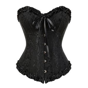 Gothic Embroidered Brocade Corset body lift shaper Bustier Bone Lace Up Steampunk Corset Sexy Corselet Strapless Overbust Slim 8111