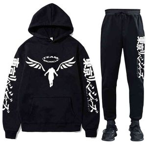 Anime Tokyo Revengers Tracksuit Men's Long Sleeve Hoodie and SweatpantsTwo Piece Loose Casual Sets Male Clothes H1227