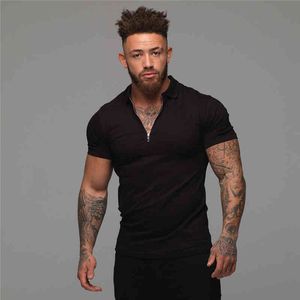 Muscleguys homem moda pólo camisa casual moda cor liso cor de manga curta de alta qualidade slim polo camisa homens fitness polo homme 210421