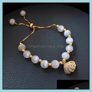 Charm Bracelets Jewelry Opal Beads For Women Shell Pearl Bracelet And Bangles Ins Style Fashion Birthday Gift Her Drop Delivery 2021 Dzubg