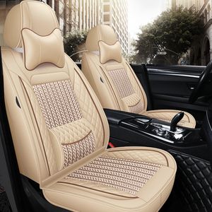 2021 Fashion Ice Silk Stitching Leather Car Seat Covers f￶r Audi A3 A4 A4LQ2 Q3 Q5 Universal Full Set Fit Sedan SUV Black Accessories Set