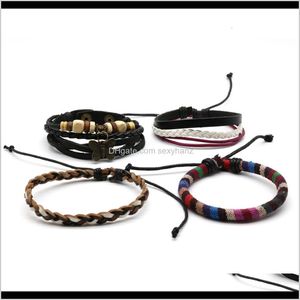 Other Bracelets Drop Delivery 2021 Jewelry Fashion Cow Beaded Woven Set Four Piece Pair Gift Leather Bracelet Dttlz