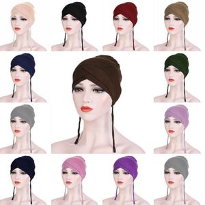 Beanie / Skull Caps Muslim Kvinnor Turban Inner Hijab Indien Headscarf Islamic Bonnet Wraps Elastic Musulman Turbante Mujer Femme Hattar Headwrap