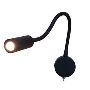 TOPOCH Flexibel LED-vägg Sconce Hard-Wired Lampor Matte Black Finish Smal Beam 3W Chip 200lm Aluminiumslang Mjukt hälsosamt ljus Neat Compact