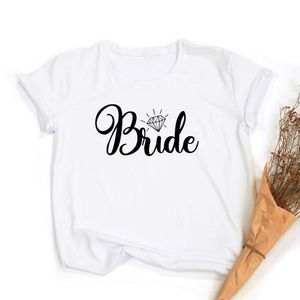 Brud Bachelorette Party Brides Team Main of Honor Summer Women T-shirt Casual Bröllop Kvinna Toppar Tees Camisetas Mujer X0628