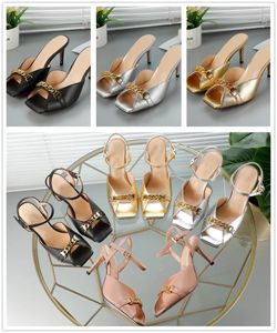 2021 Luxury high Heels Leather sandal suede mid-heel 7.5cm women designer sandals summer beach sexy wedding shoes Size 35-40 with box