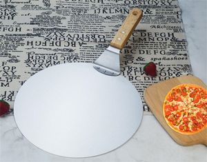 Coltelli da cucina Pizza Peel 10 pollici Cake Lifter Spatola in acciaio inossidabile con manico in legno di gomma Vassoio per cuocere al forno fatto in casa KD1