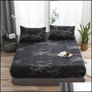 Sheets & Sets Bedding Supplies Home Textiles Garden 6 Colors Classic Marble Pattern Bedspread Fitted Sheet For Beds Elastic Textile Twin/Fl/