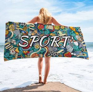 Najnowsze 160x80 cm Ręcznik na plaży, streszczenie Styl Superfine Funscreen Szybkoschnący Dwustronny aksamit, Obsługa niestandardowego logo