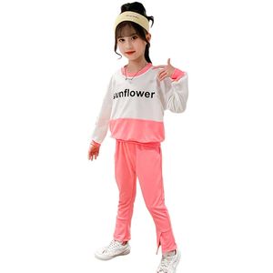 Abbigliamento sportivo per ragazze Floreale per bambini Per felpa + pantaloni Tuta Ragazza Patchwork Abbigliamento per bambini 210528
