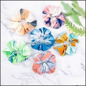 Pony Tails Holder Hair Jewelry Tie-Dyeing Scrunchies Ponytail For Women Girls Colorf Hairbands Rope Ties Fashion Aessories Drop Delivery 202