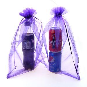 25x35cm Purple Candy Packaging Bags Organza Bag Promotional Gifts Customized Logo Saco De 100pcs/lot