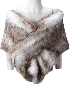 Зимние женские плащеные меховые шали имитация свадебные платья 211207