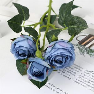 NEWArtificial Roses Flowers 3 Heads Silk DIY Roses Flower for Home Office Parties Bridal and Wedding Decoration CCD13020