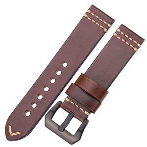 Hengrc Watch Pasek 18mm 20mm 22mm 24mm Cowhide Watchbands Kobiety Mężczyźni Oryginalna Skórzana Bransoletka Akcesoria