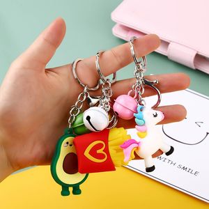 Party Favor Creative cute personality key pendant cartoon White horse keychain bag accessories men and women car ring Individually packaged