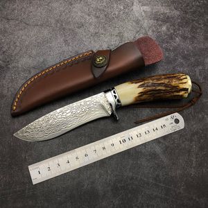 Ручная ручная ручная vg10 damascus blade glade glade grink with с кожаной оболочкой кемпинг на открытом воздухе тактическая шестерна.