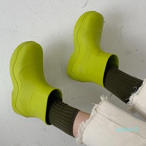 Wholesale-botas 2021 Brand Women Chuva de inverno pele de borracha de pele andando impermeável tornozelo chuva-botas de chuva casual inferior