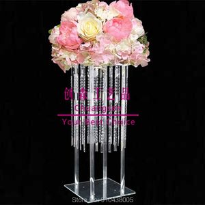 Party Decoration Tall Clear Acrylic Crystal Flower Stand for Holiday, Floral Arrangement Wedding Event Centerpiece Holder Luxury Deco