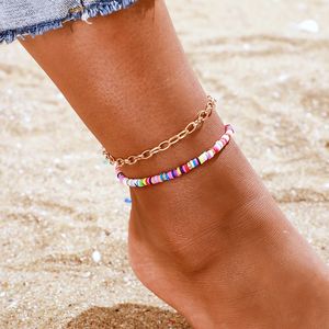 Wholesale gold plated ankle bracelets resale online - New Design Small Bead Anklets for Women Girls Beach Foot Ankle Bracelet Gold Plated Cute Colorful Anklets Foot Jewelry