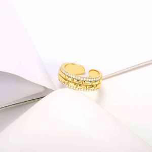 Vintage Punk Style Gold Color Small Rectangular Zircon Adjustable Ring For Women Stainless Steel Fashion Party Charm Jewelry Gif G1125