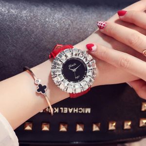 Zegarki na rękę Moda Damska Zegarek Luksusowy Top Marka Panie Wspaniałe Diamentowe Zegarki Skórzany Zegar Kwarcowy Prezent Montre Femme