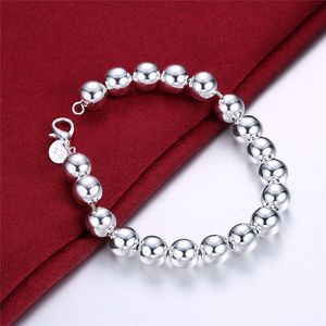 925 Sterling Silber mm mm Hohlkreis Kugel Perlen Silber Perlen cm Armband Frau Charme Modeschmuck T2