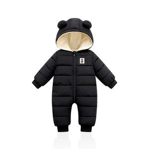 LZH Autumn Winter Child Overalls born Baby Boys Thick Cotton Jumpsuit For Girls Hooded Romper Infant Clothing 3-12M 220106