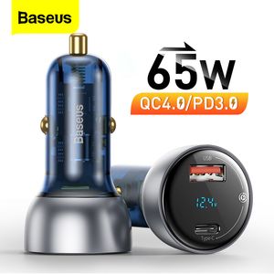 Baseus 65W USB Car Charger Quick Charge 4.0 3.0 QC4.0 QC3.0 Type C PD Fast Charging For iPhone Xiaomi Mobile Phone