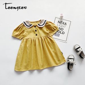 Teenster Cute Toddler Children Clothing Vestidos Summer Kids Clothes Korean Little Girls Costume Short Sleeve Princess Dress Q0716