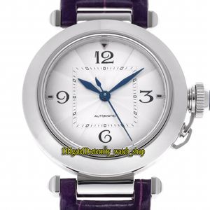 BVF 2022 Lady Watch SA0012 Japan Miyota 9039 Ändra 1847MC Automatisk 35mm Vit Dial Sapphire Steel Case Quick Switch Purple Leather Strap Eternity Womens klockor