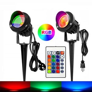 10W COB RGB 정원 램프 IP65 방수 야외 프리 스포트 라이트 홈 파티오 통로 밤 조명 AC85V-265V