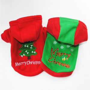 Ricamo Applique Abbigliamento per cani Cani Vestono Felpa con cappuccio Primavera Autunno Fibra chimica Maglioni ispessiti Pile stile spalla Caldo maglione di Natale Albero S