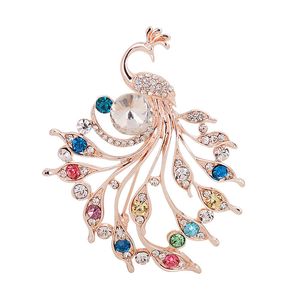 Flor delicada do pavão de moda com broche dos diamantes Brooching do pino do cristal para mulheres Presente dos acessórios da jóia do pendente