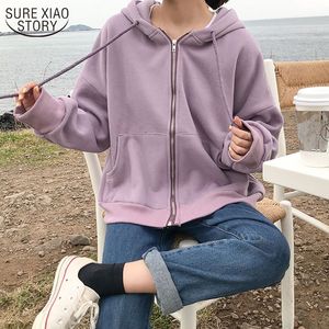 Long Sleeve Oversized Thicken Sweatshirt Women Korean Clothes Candy Color Women's Hoodie Zipper Hoody Jumper 11826 210508