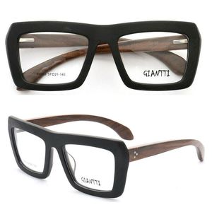 Moda Occhiali da sole Cornici Vintage Donna Occhiali da vista in legno Montatura da uomo Occhiali da vista in legno Oversize Quadrato alla moda Retro Rx Eyewear Optical Black S