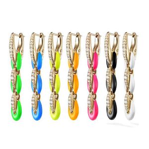 2021 Candy Colorful Women Jewelry Neon Enamel Pig Snout Beads Gold Color Rainbow Dangle Drop Earring