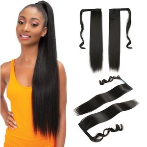 Synthetic Wigs Overhead Tail Hairpiece Ponytail Hair With Clips In Long Yaki Straight Natural False Pigtail Accessories