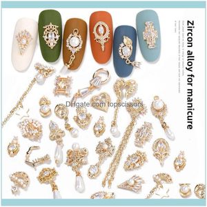 Nail Salon Health & Beautynail Art Decorations 2 Pieces Of High Quality 3D Metal Zircon Jewelry Decoration Top Crystal Pearl Pendant Diamond